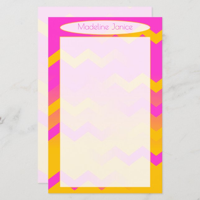 Papel de Carta Cor-de-Rosa e Laranja para Escrita  (Frente/Verso)