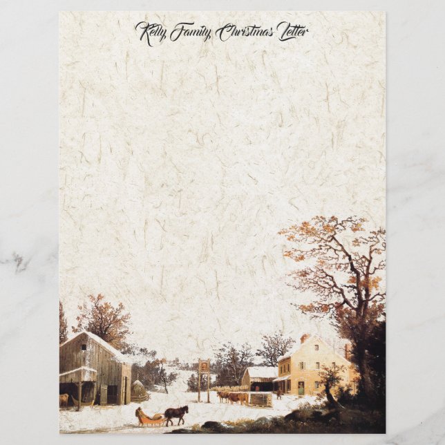 Papel de carta da letra do Natal da família do (Frente)