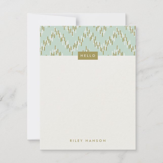 Papel de carta Dashing Boho Ikat Zig Zag - Verde (Frente)
