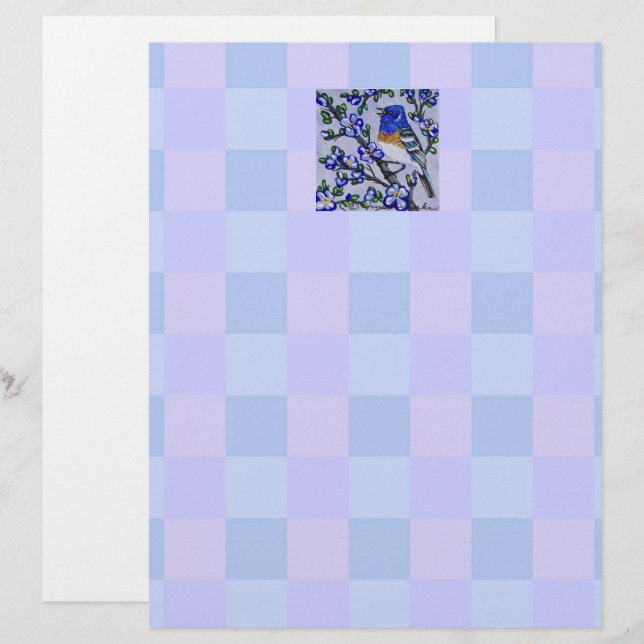 Papel de carta de Bunting Lazuli (Frente/Verso)