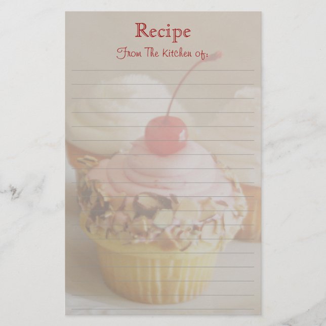 Papel de carta de Cupcake de cereja vermelha (Frente)
