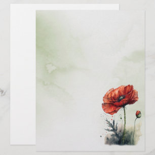 Papel de Carta de Estilo de Cores de Água Vermelha