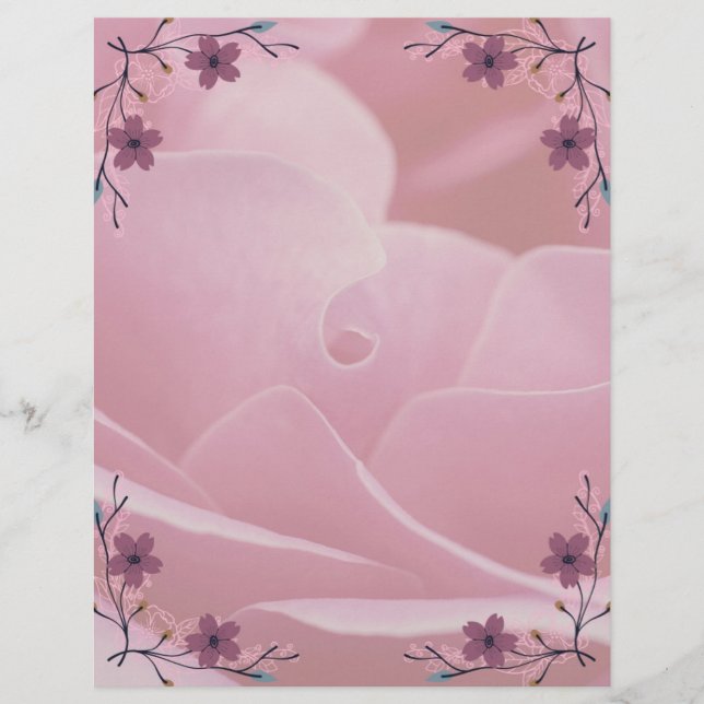 Papel de carta de Flor Rosa (Frente)