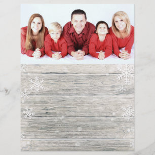 Papel de Carta de Foto de Natal da Rústica Madeir