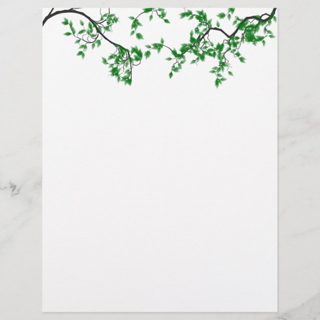 Papel de Carta de Fronteira de Folhas Verde bonito (Frente)