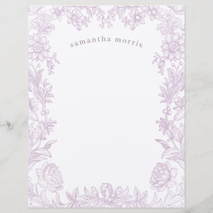 Papel de carta de Lavanda Floral Desenhado Elegant