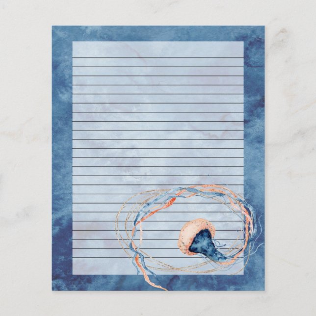 Papel de carta de Letra Aquarela de Água de Água d (Frente)