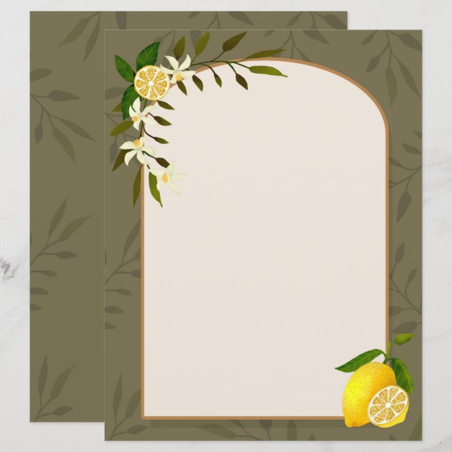 Papel de Carta de Limão (Frente/Verso)