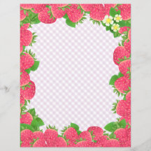 Papel de Carta de Morango Roxo Gingham