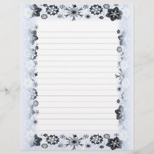 Papel de Carta de Natal com Flocos de Neve na Bord
