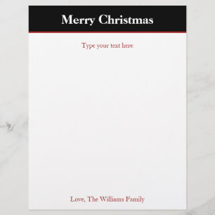 Papel de carta de Natal Preto Personalizado