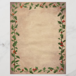 Papel de Carta de Natal Vintage Holly Border