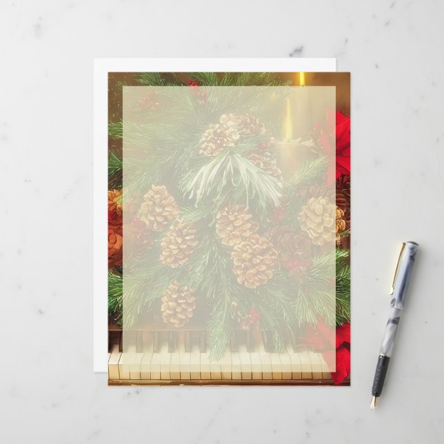 papel de carta de piano de Natal (Frente/Verso In Situ)