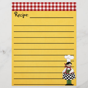 Papel de Carta de Receita do Chef