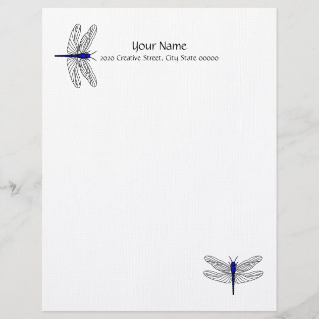 Papel de carta de roupa azul-Dragonfly (Frente)