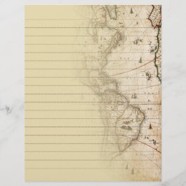 Papel de carta de Scrapbook Vinculado do Mapa Vint