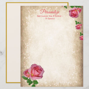Papel de Carta Elegante Rosa Vermelha Romântica