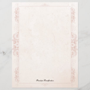 Papel de Carta Elegante Vitoriano Antigo com Nome