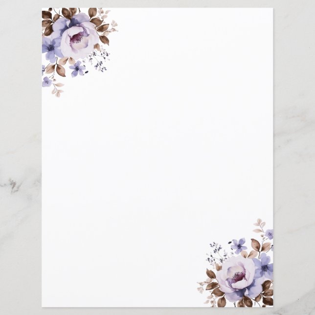Papel de Carta Floral de Cores Aquáticas Russas El (Frente)