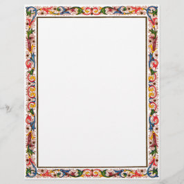 Papel de Carta Floral de Fronteira Antiquada Itali