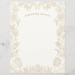 Papel de carta Floral de Marfim Desenhado Elegante