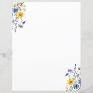 Papel de Carta Floral Elegante de Flor Selvagem