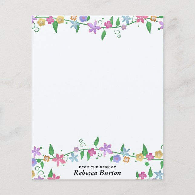 Papel de Carta Floral Personalizado Da Mesa (Frente)