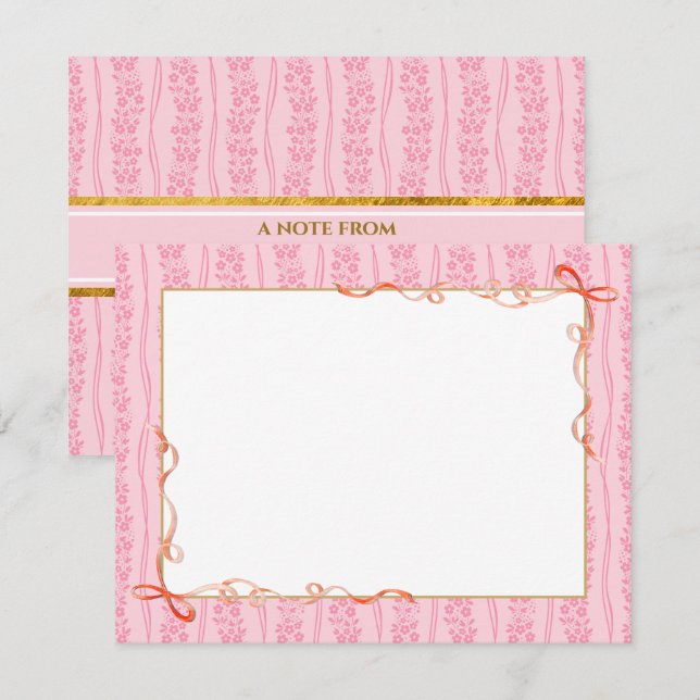 Papel de Carta Floral Rosa | Bloco de Notas de Pap (Frente/Verso)