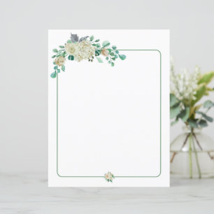 Papel de carta floral - rosas de aquarela creme
