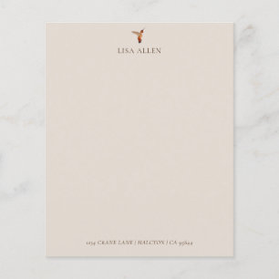 Papel de Carta Hummingbird de Ecru Allen Personali
