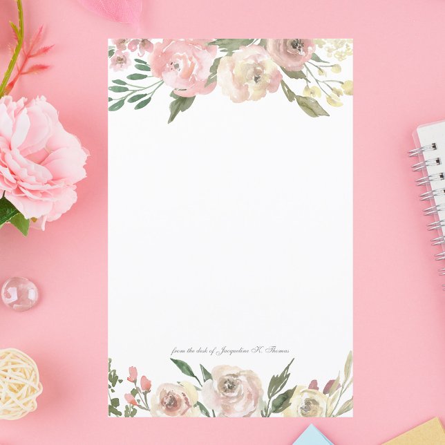 Papel de carta Incolor Floral Personalizado Elegan (Criador carregado)