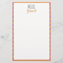 Papel De Carta Inline Cor-De-Rosa E Laranja