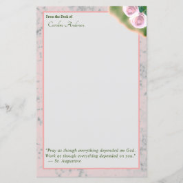 Papel de carta Inspiracional Marble Rosa Elegante