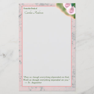 Papel de carta Inspiracional Marble Rosa Elegante