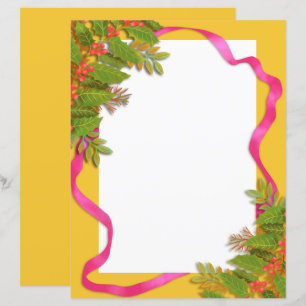 Papel de Carta Laranja Amarelo de Friso de Natal