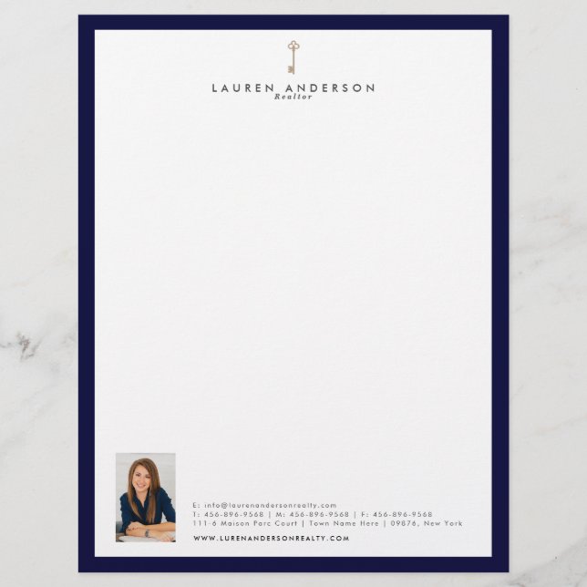 Papel de carta Letterhead do Agente de Realtor Ele (Frente)