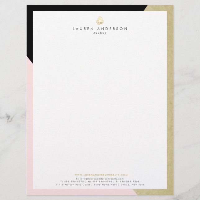 Papel de carta Letterhead do Agente de Realtor Ele (Frente)