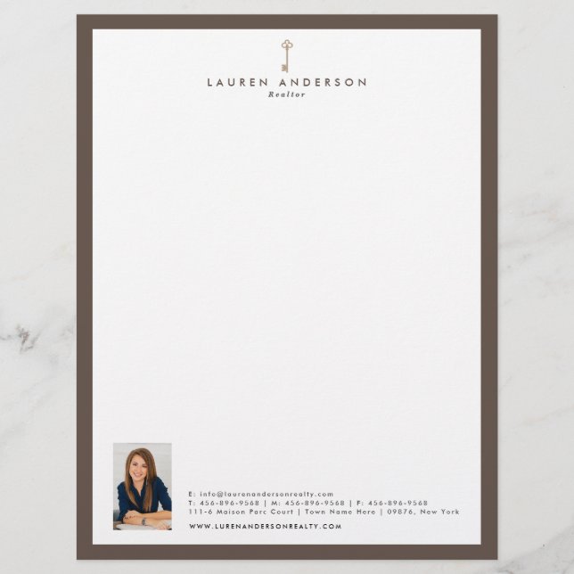 Papel de carta Letterhead do Agente de Realtor Ele (Frente)