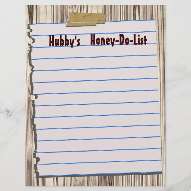 Papel de Carta Mel-Do-Lista de Hubby (Frente)