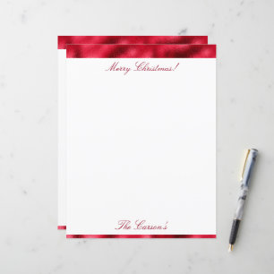 Papel de carta Metálico Vermelho Feliz Natal