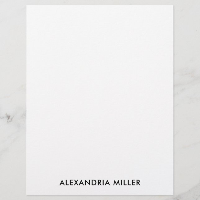 Papel de carta minimalista preto personalizado (Frente)