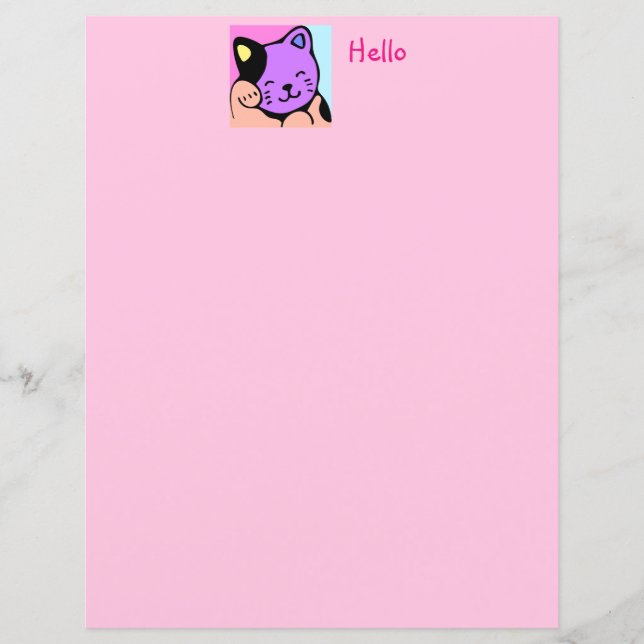 Papel de Carta para Crianças de Gatinhos Fofos par (Frente)