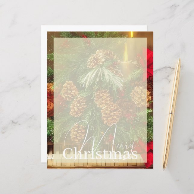 Papel de carta para piano de Natal (Frente/Verso In Situ)