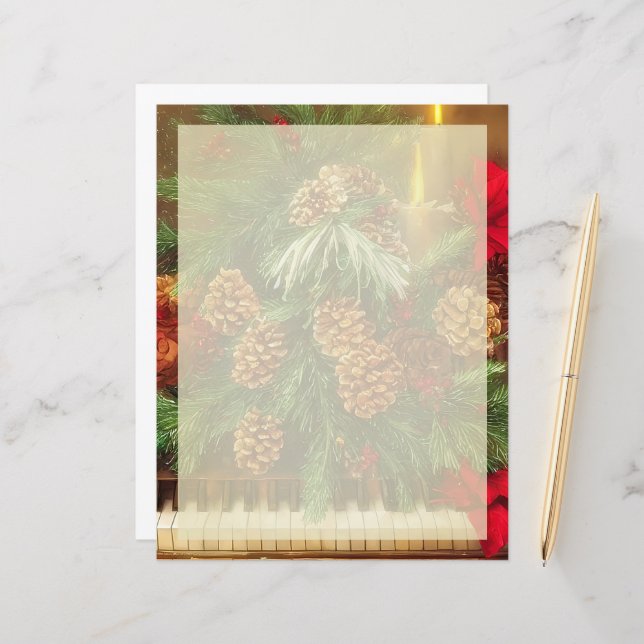 Papel de carta para piano de Natal (Frente/Verso In Situ)