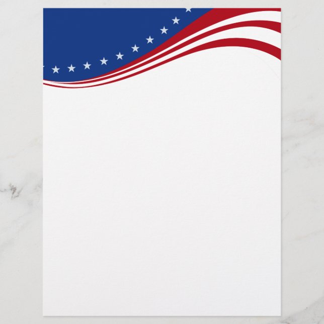 Papel de carta Patriótico de Banner Americano (Frente)
