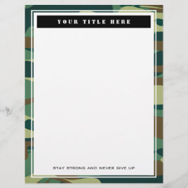 Papel de carta personalizada elegante do camo do e