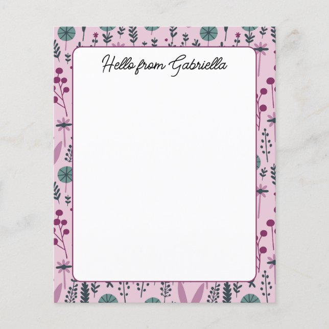 Papel de Carta Personalizada Floral Puro (Frente)