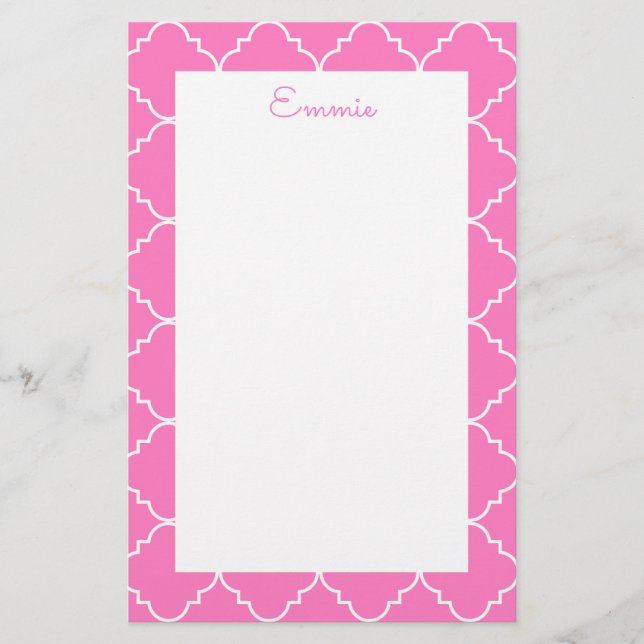 Papel de Carta Personalizado Chic Quatrefoil (Frente)
