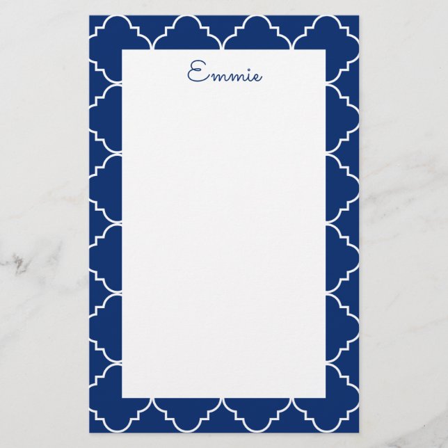 Papel de Carta Personalizado Chic Quatrefoil (Frente)