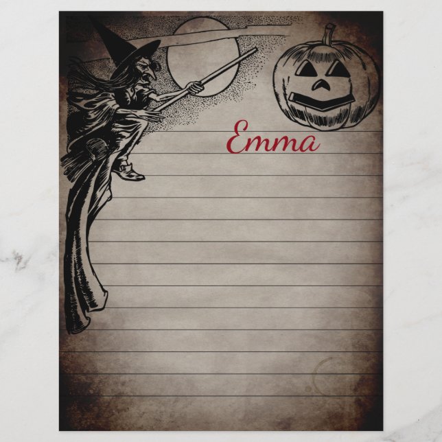 Papel de carta personalizado com tema de Halloween (Frente)